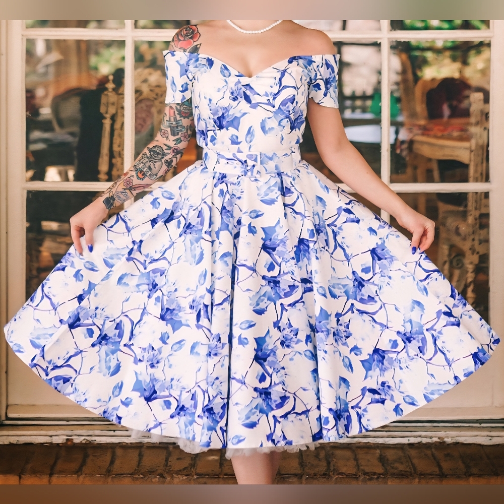 NWOT Blue Wedgewood Dee Dee Dress by British Retro